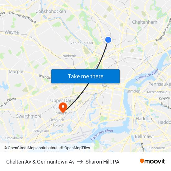 Chelten Av & Germantown Av to Sharon Hill, PA map