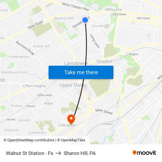 Walnut St Station - Fs to Sharon Hill, PA map