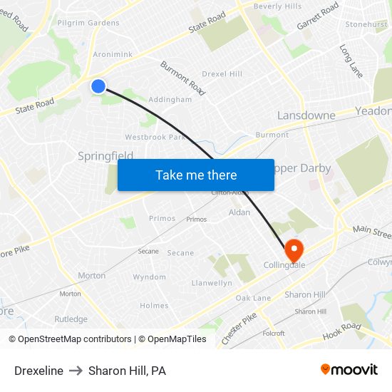 Drexeline to Sharon Hill, PA map