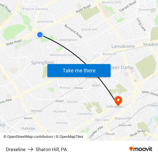 Drexeline to Sharon Hill, PA map