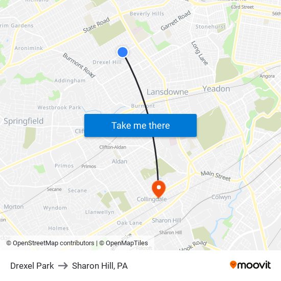 Drexel Park to Sharon Hill, PA map