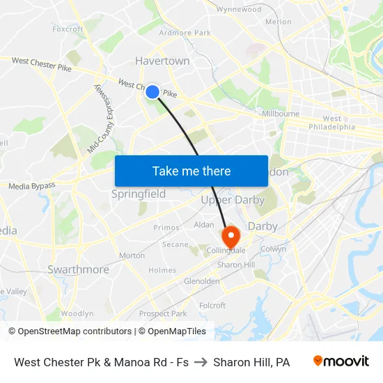 West Chester Pk & Manoa Rd - Fs to Sharon Hill, PA map