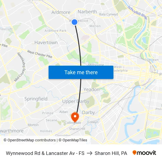 Wynnewood Rd & Lancaster Av - FS to Sharon Hill, PA map