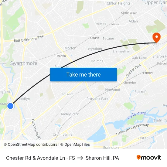 Chester Rd & Avondale Ln - FS to Sharon Hill, PA map
