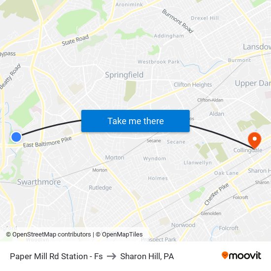 Paper Mill Rd Station - Fs to Sharon Hill, PA map