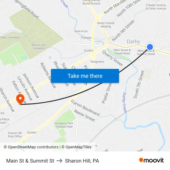 Main St & Summit St to Sharon Hill, PA map