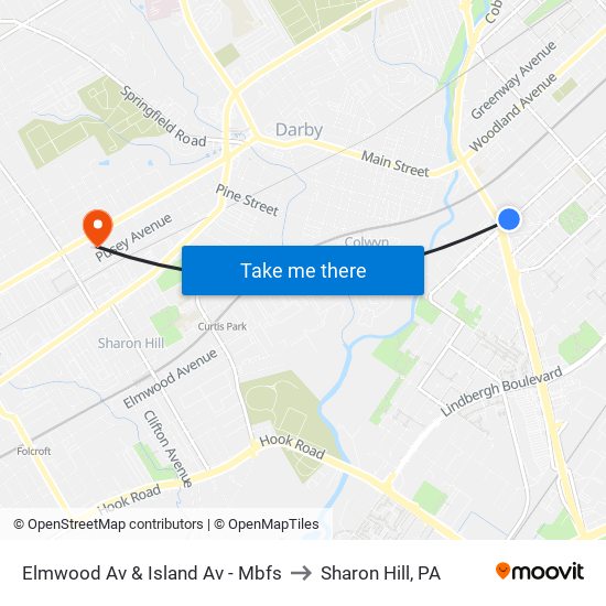 Elmwood Av & Island Av - Mbfs to Sharon Hill, PA map