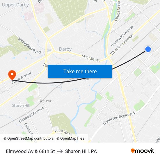 Elmwood Av & 68th St to Sharon Hill, PA map