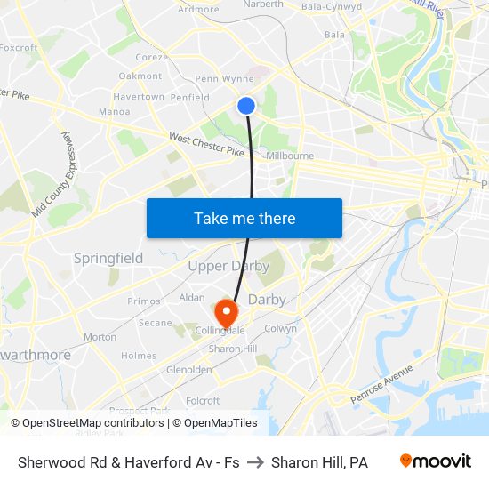 Sherwood Rd & Haverford Av - Fs to Sharon Hill, PA map