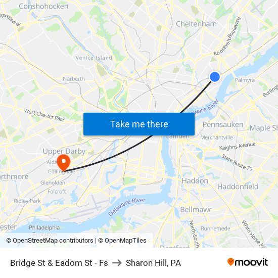 Bridge St & Eadom St - Fs to Sharon Hill, PA map