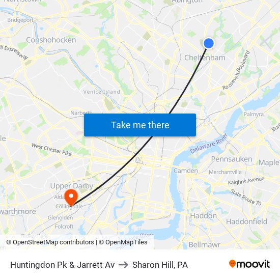 Huntingdon Pk & Jarrett Av to Sharon Hill, PA map