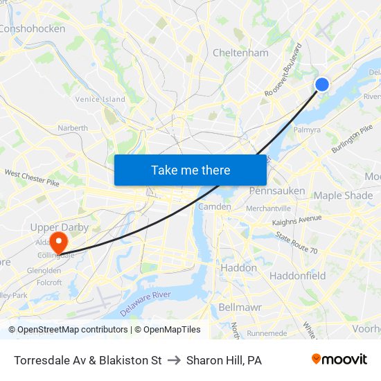 Torresdale Av & Blakiston St to Sharon Hill, PA map