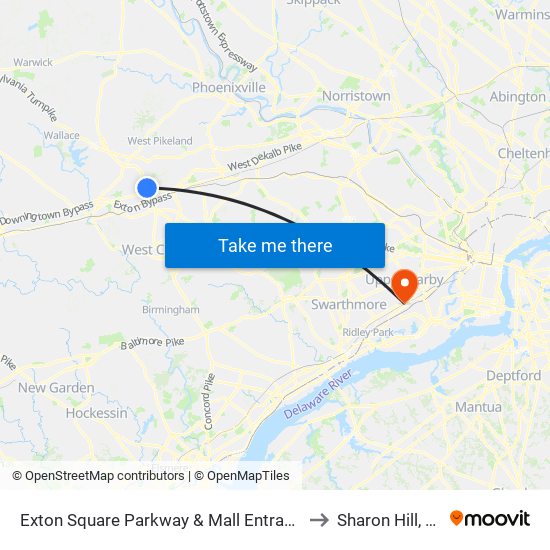 Exton Square Parkway & Mall Entrance to Sharon Hill, PA map
