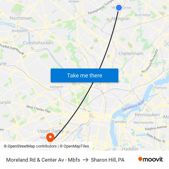 Moreland Rd & Center Av - Mbfs to Sharon Hill, PA map