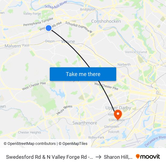 Swedesford Rd & N Valley Forge Rd - Mbfs to Sharon Hill, PA map