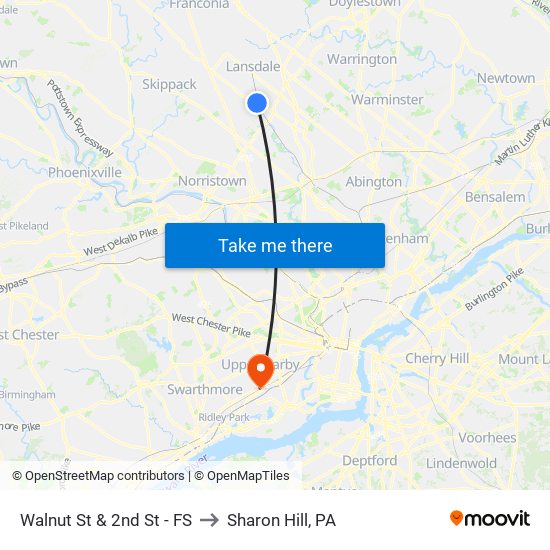 Walnut St & 2nd St - FS to Sharon Hill, PA map