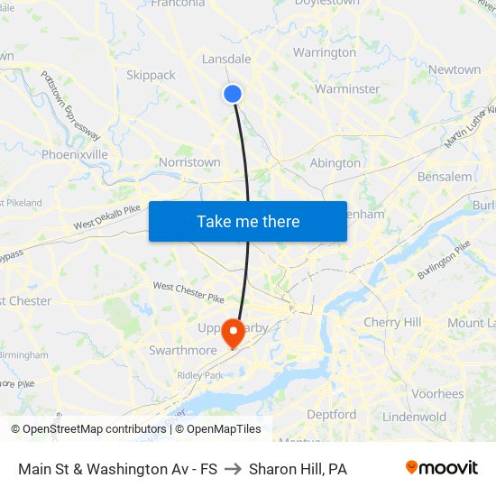 Main St & Washington Av - FS to Sharon Hill, PA map