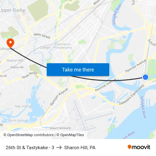 26th St & Tastykake - 3 to Sharon Hill, PA map