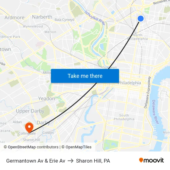Germantown Av & Erie Av to Sharon Hill, PA map