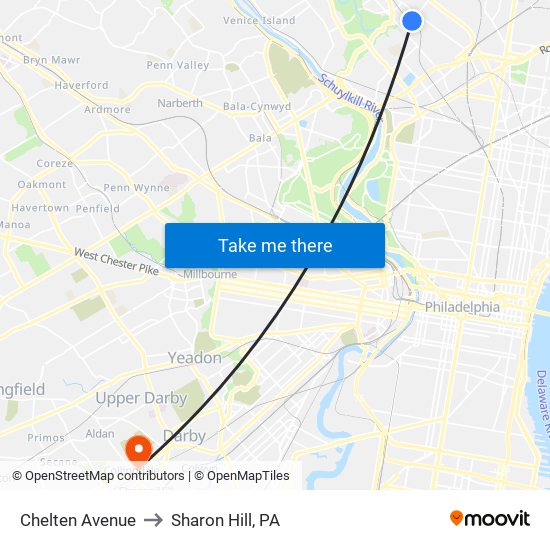 Chelten Avenue to Sharon Hill, PA map