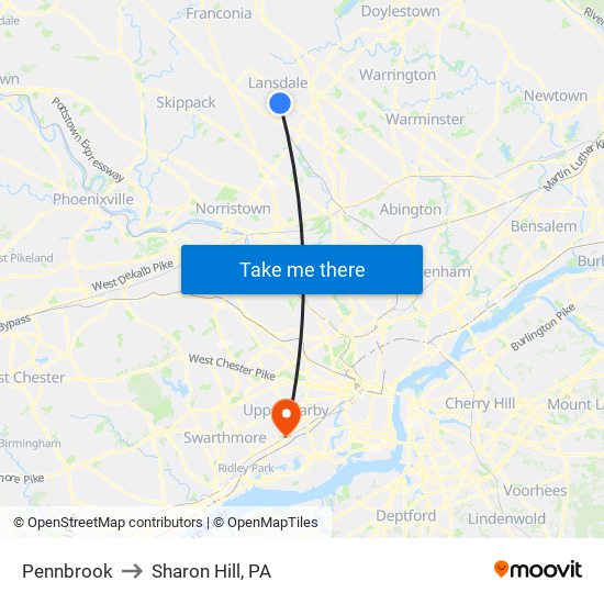 Pennbrook to Sharon Hill, PA map