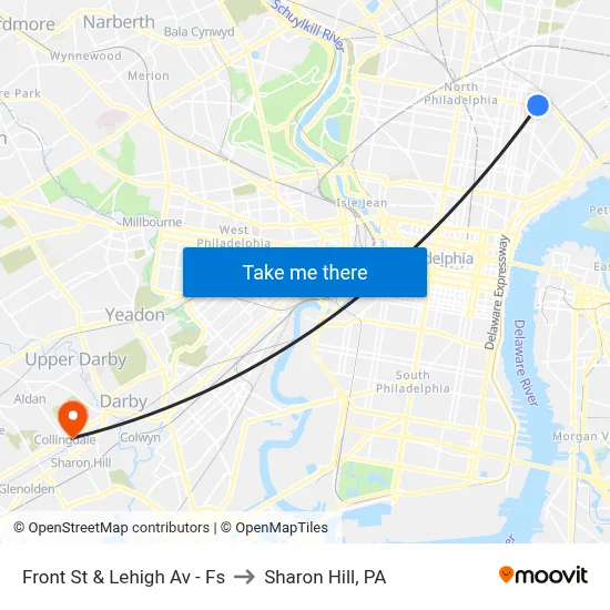 Front St & Lehigh Av - Fs to Sharon Hill, PA map