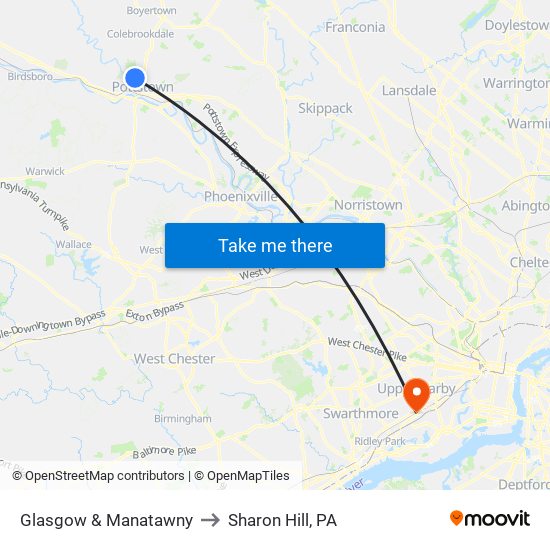 Glasgow & Manatawny to Sharon Hill, PA map