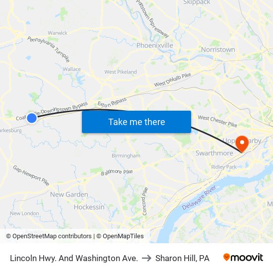 Lincoln Hwy. And Washington Ave. to Sharon Hill, PA map