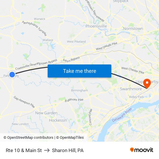 Rte 10 & Main St to Sharon Hill, PA map