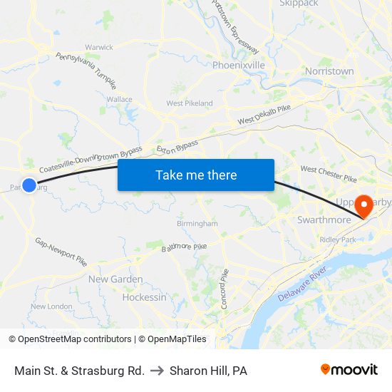 Main St. & Strasburg Rd. to Sharon Hill, PA map