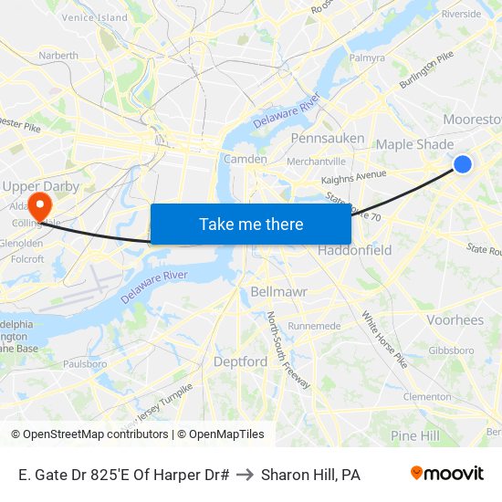 E. Gate Dr 825'E Of Harper Dr# to Sharon Hill, PA map