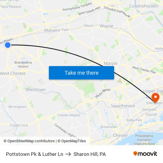 Pottstown Pk & Luther Ln to Sharon Hill, PA map