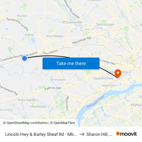 Lincoln Hwy & Barley Sheaf Rd - Mbns to Sharon Hill, PA map