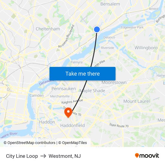 City Line Loop to Westmont, NJ map