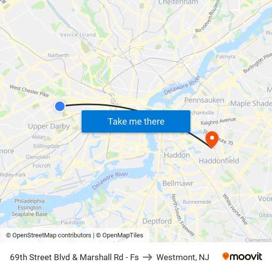 69th Street Blvd & Marshall Rd - Fs to Westmont, NJ map