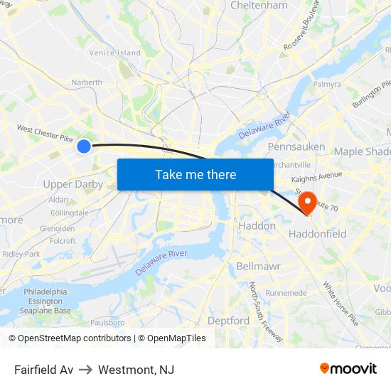 Fairfield Av to Westmont, NJ map