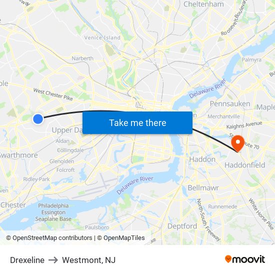 Drexeline to Westmont, NJ map