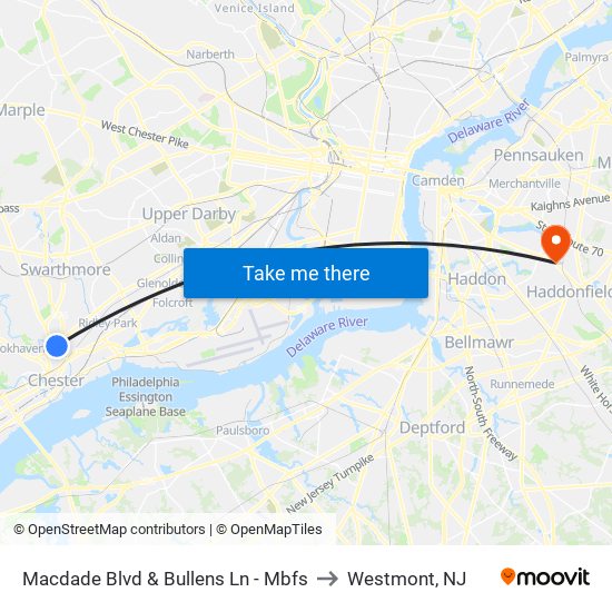 Macdade Blvd & Bullens Ln - Mbfs to Westmont, NJ map