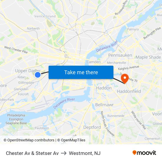 Chester Av & Stetser Av to Westmont, NJ map