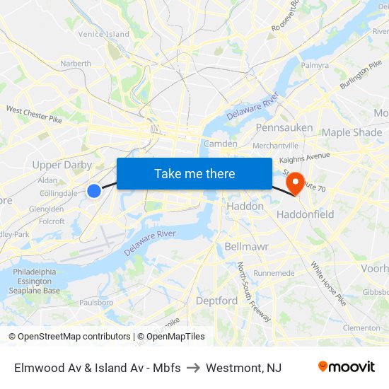 Elmwood Av & Island Av - Mbfs to Westmont, NJ map