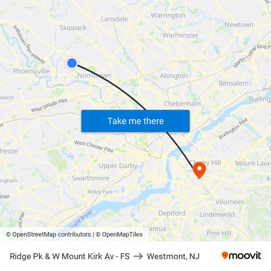 Ridge Pk & W Mount Kirk Av - FS to Westmont, NJ map