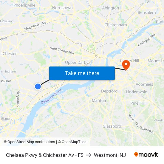 Chelsea Pkwy & Chichester Av - FS to Westmont, NJ map