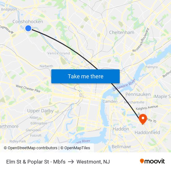 Elm St & Poplar St - Mbfs to Westmont, NJ map