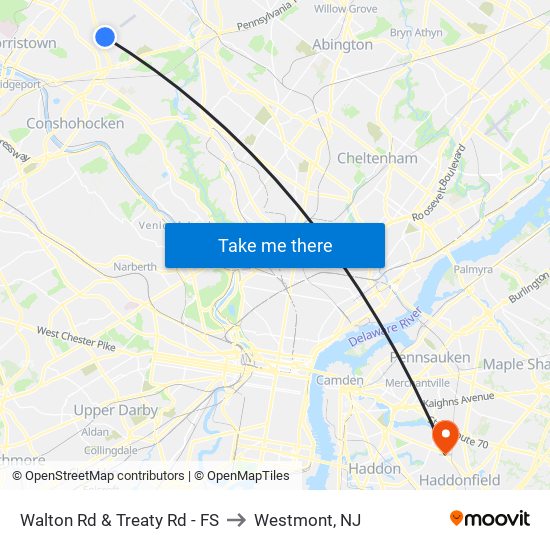 Walton Rd & Treaty Rd - FS to Westmont, NJ map