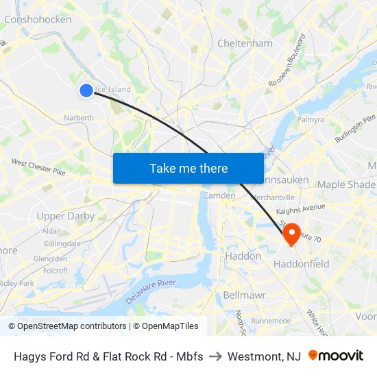 Hagys Ford Rd & Flat Rock Rd - Mbfs to Westmont, NJ map