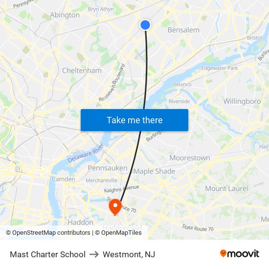 Mast Charter School to Westmont, NJ map