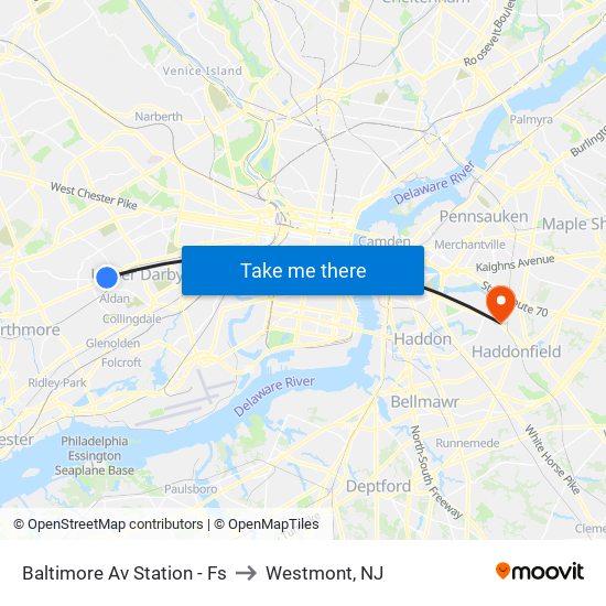 Baltimore Av Station - Fs to Westmont, NJ map