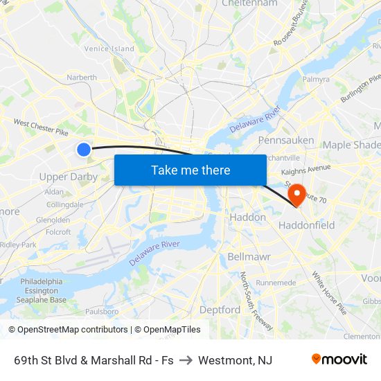 69th St Blvd & Marshall Rd - Fs to Westmont, NJ map