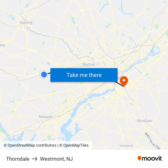 Thorndale to Westmont, NJ map