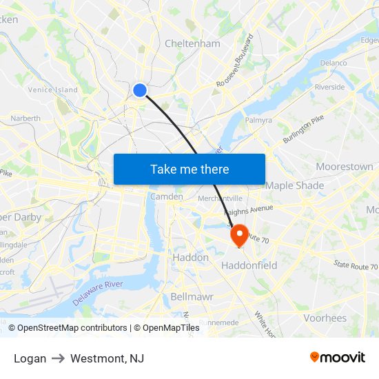 Logan to Westmont, NJ map